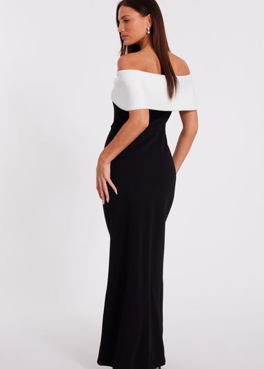 Quiz Black Contrast Bardot Maxi Dress