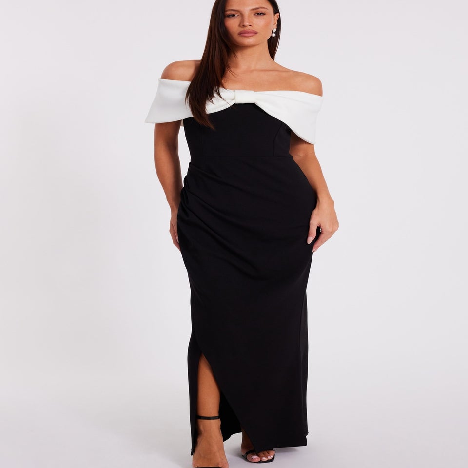 Quiz Black Contrast Bardot Maxi Dress