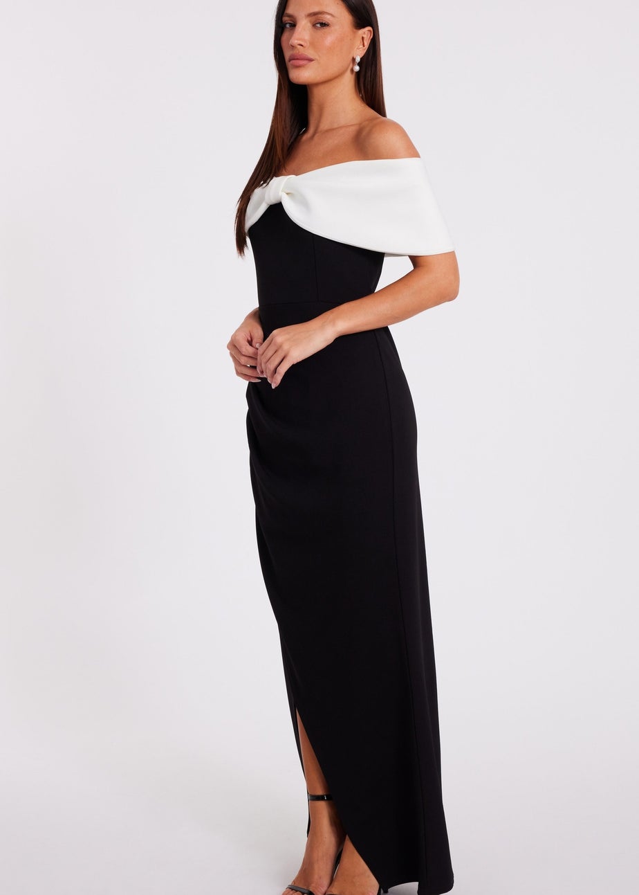 Quiz Black Contrast Bardot Maxi Dress
