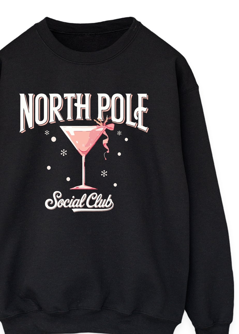 Brands In North Pole Social Club Christmas Black Graphic Sweatshirt