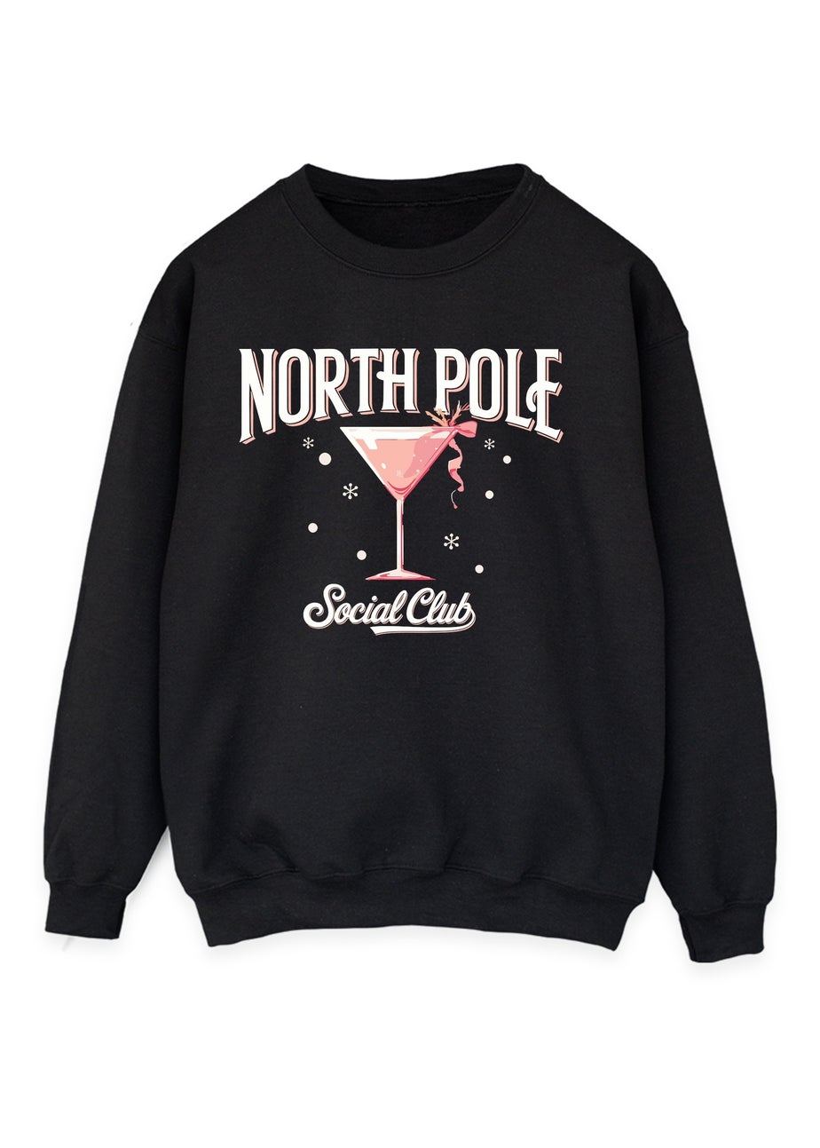 Brands In North Pole Social Club Christmas Black Graphic Sweatshirt