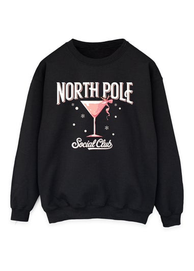 Brands In North Pole Social Club Christmas Black Graphic Sweatshirt