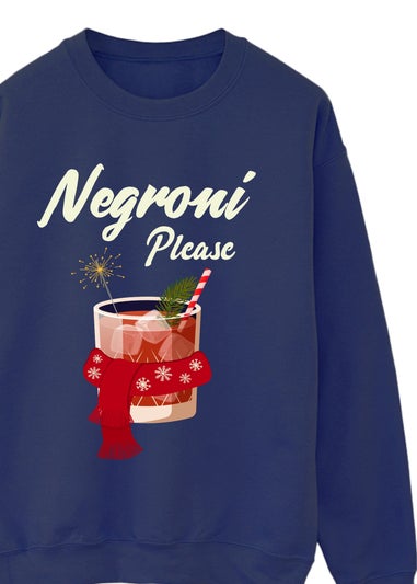 Brands In Negroni Please Christmas Navy Blue Graphic Sweatshirt