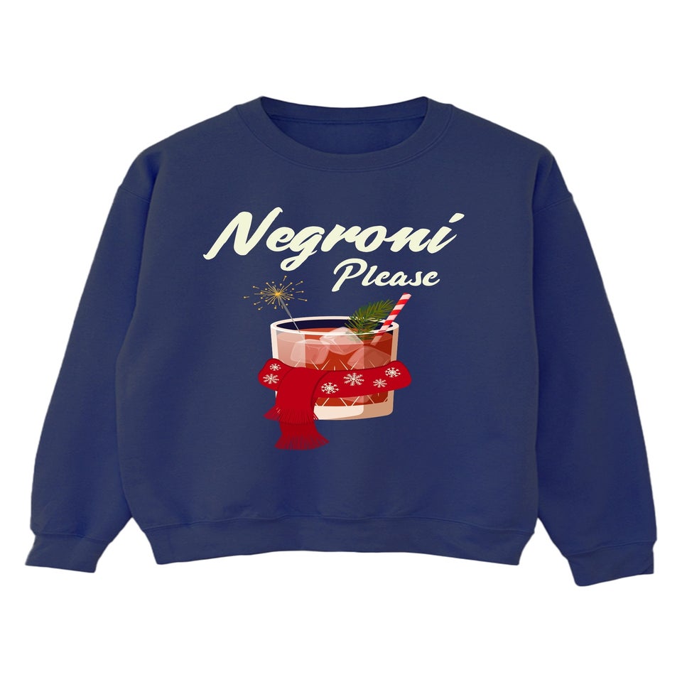 Brands In Negroni Please Christmas Navy Blue Graphic Sweatshirt