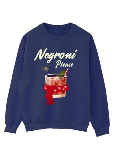 Brands In Negroni Please Christmas Navy Blue Graphic Sweatshirt