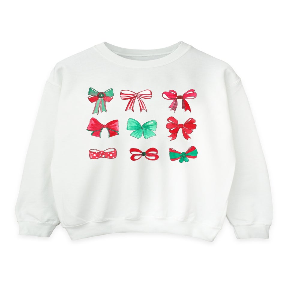 Brands In Bows Square Christmas White Graphic Sweatshirt