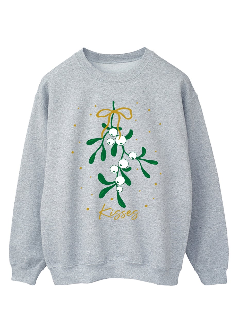 Brands In Mistletoe Kisses Christmas Grey Graphic Sweatshirt