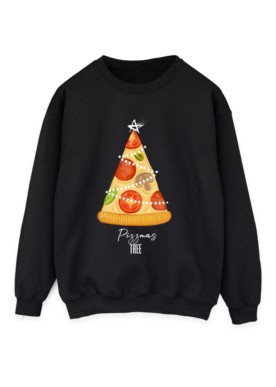 Brands In Pizzmas Tree Christmas Black Graphic Sweatshirt