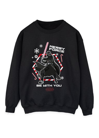 Star Wars Darth Vader Merry Force Christmas Black Graphic Sweatshirt