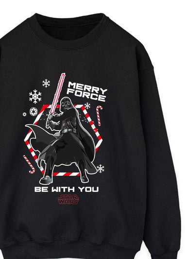Star Wars Darth Vader Merry Force Christmas Black Graphic Sweatshirt