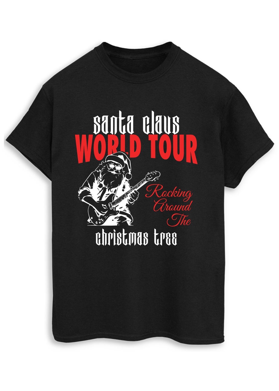 Brands In Christmas Santa World Tour Black Graphic T-Shirt