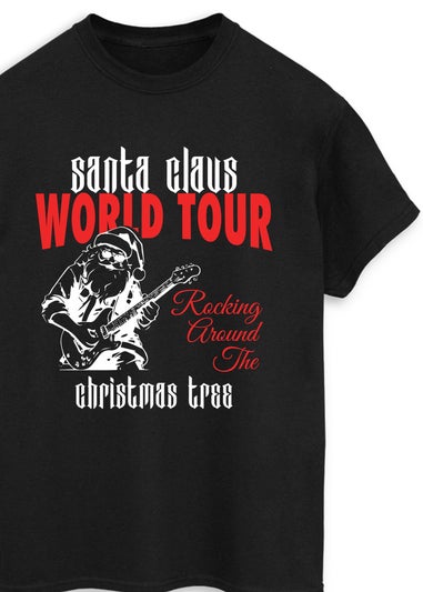 Brands In Christmas Santa World Tour Black Graphic T-Shirt