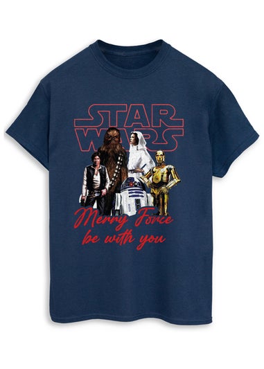 Star Wars Christmas Post Navy Blue Graphic T-Shirt
