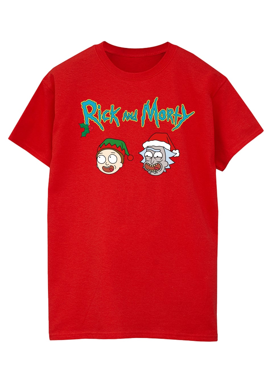 Rick & Morty Elf Christmas Red Graphic T-Shirt