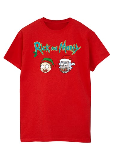 Rick & Morty Elf Christmas Red Graphic T-Shirt
