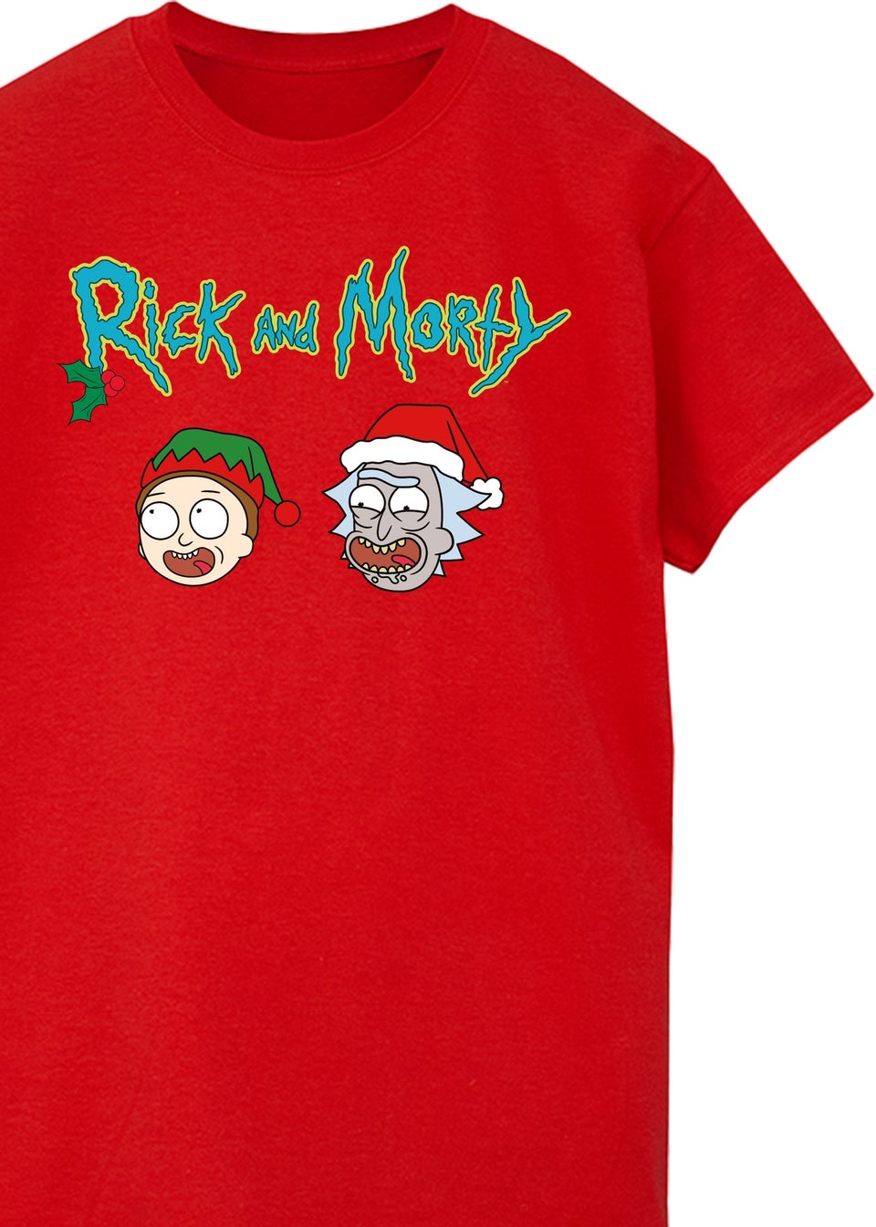 Rick & Morty Elf Christmas Red Graphic T-Shirt