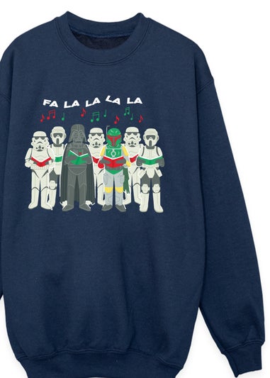 Star Wars Darth Vader Fa La La Christmas Boys Navy Blue Graphic Sweatshirt (3-13 Years)