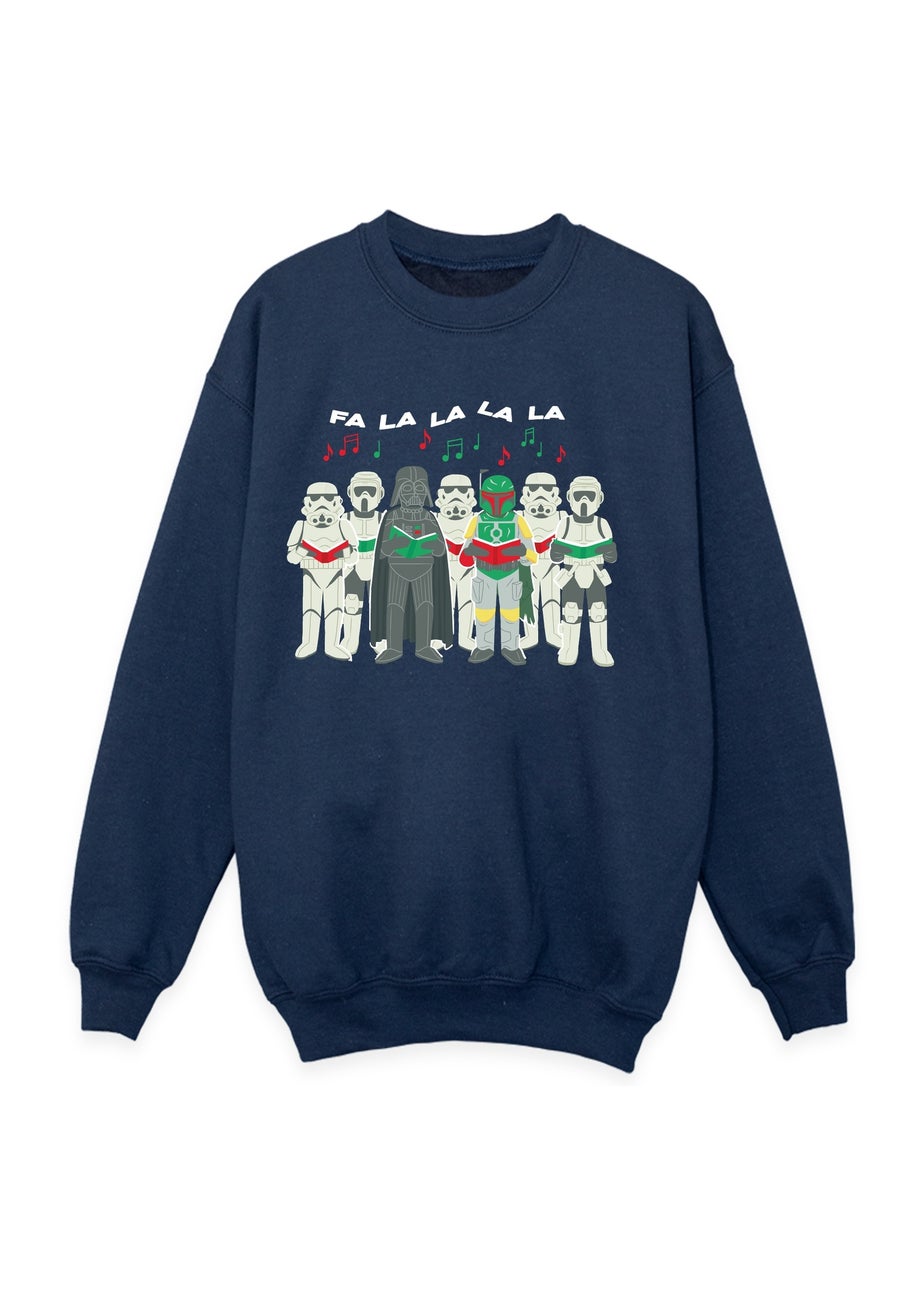Star Wars Darth Vader Fa La La Christmas Boys Navy Blue Graphic Sweatshirt (3-13 Years)