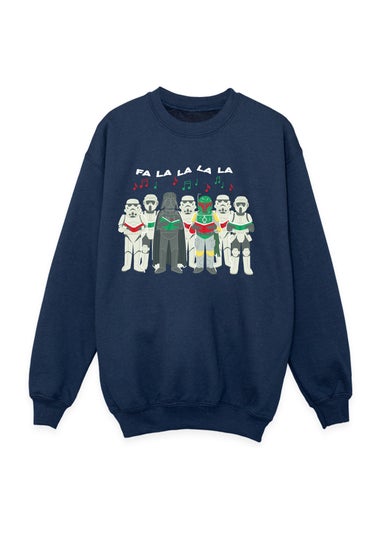 Star Wars Darth Vader Fa La La Christmas Boys Navy Blue Graphic Sweatshirt (3-13 Years)