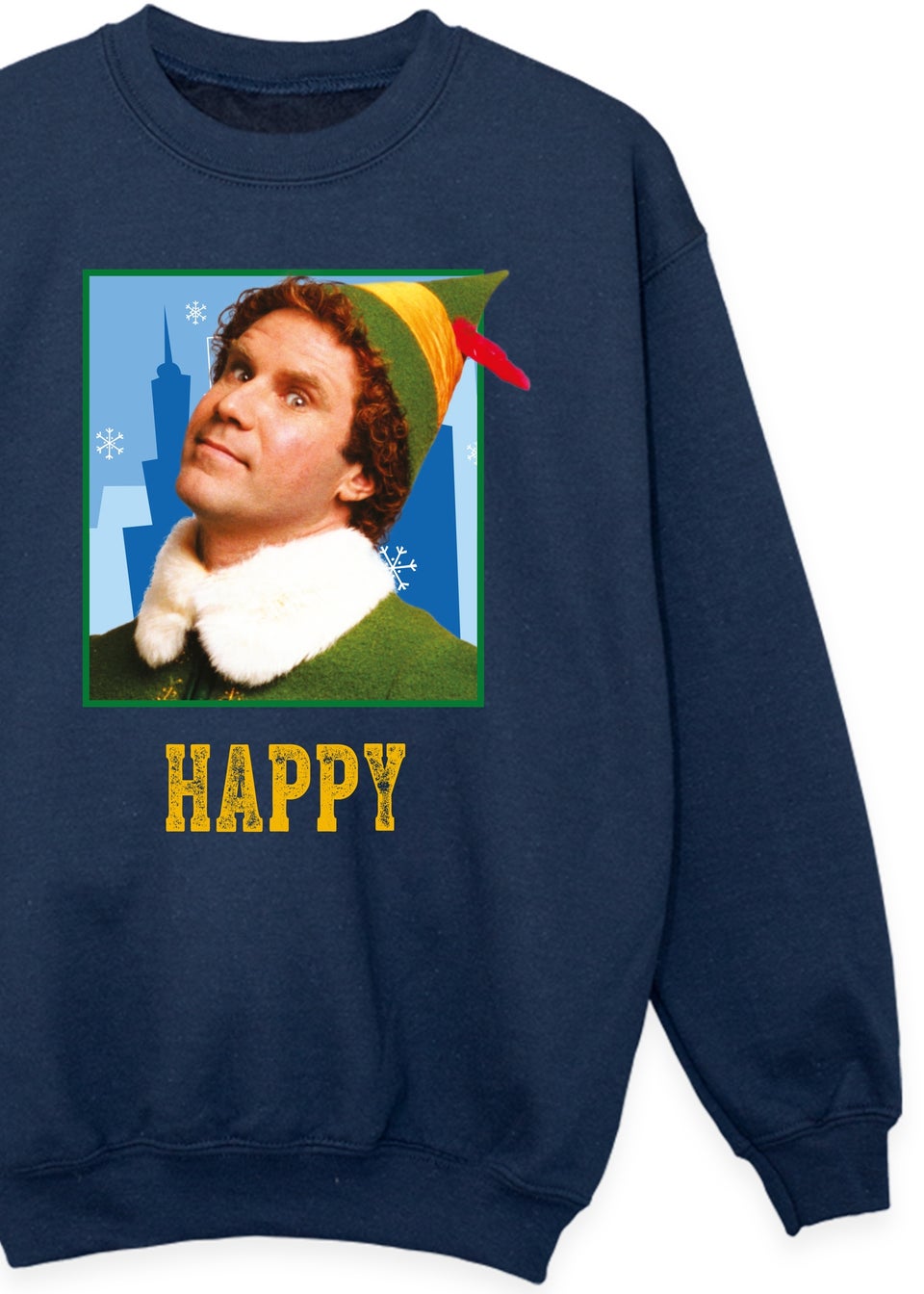 Elf Happy Christmas Kids Navy Graphic Sweatshirt (3-13 Years)