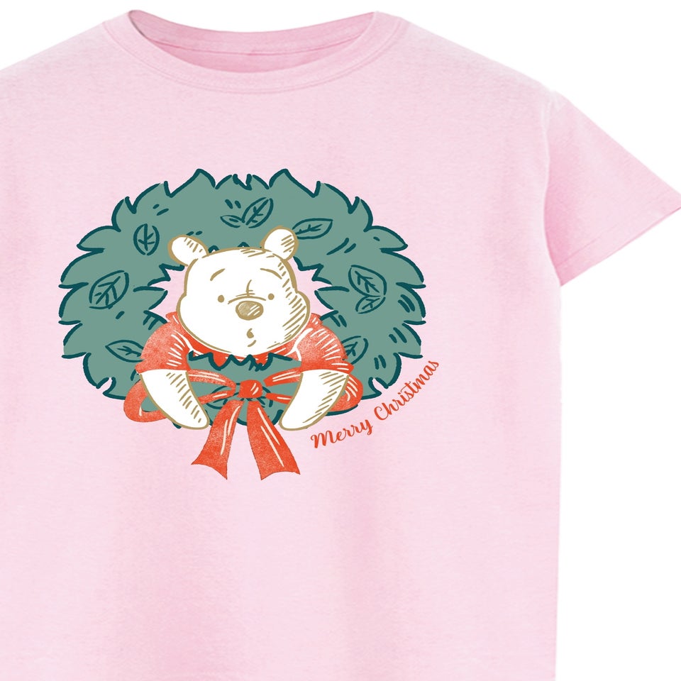 Disney Winnie The Pooh Cute Christmas Pink Graphic Boyfriend Fit T-Shirt