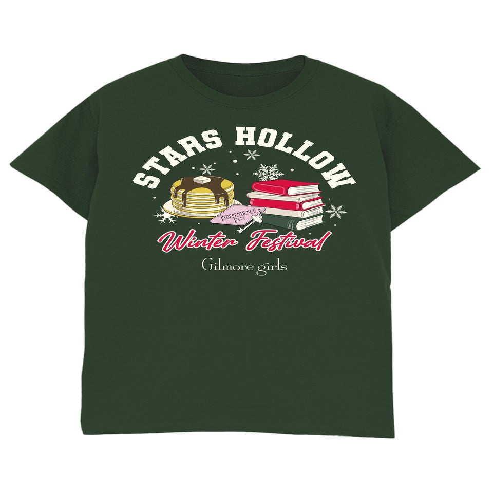 Gilmore Girls Winter Festival Christmas Forest Green Boyfriend Fit Graphic T-Shirt