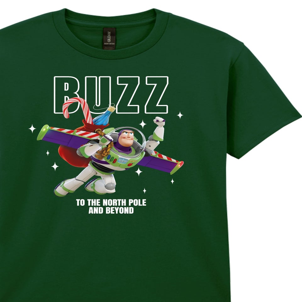 Disney Toy Story Buzz Beyond Christmas Boys Forest Green Graphic T-Shirt (3-13 Years)