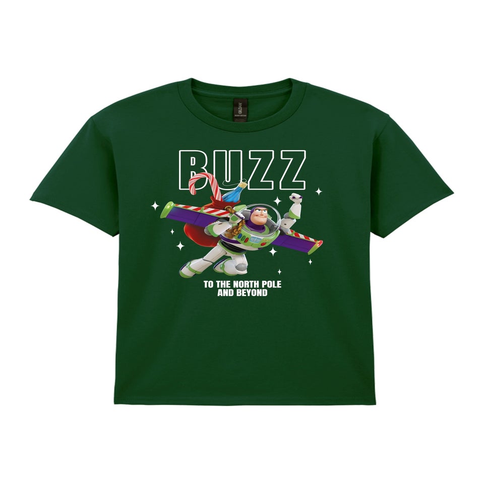 Disney Toy Story Buzz Beyond Christmas Boys Forest Green Graphic T-Shirt (3-13 Years)