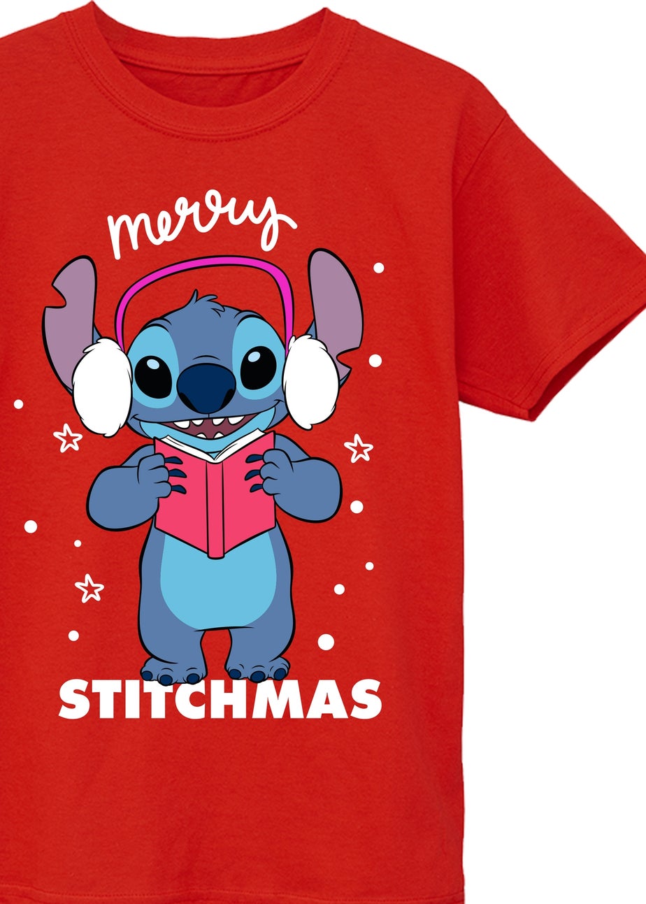 Disney Lilo & Stitch Jingle Kids Red Graphic T-Shirt (3-13 Years)