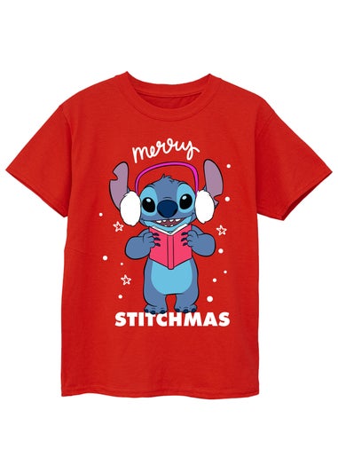 Disney Lilo & Stitch Jingle Kids Red Graphic T-Shirt (3-13 Years)
