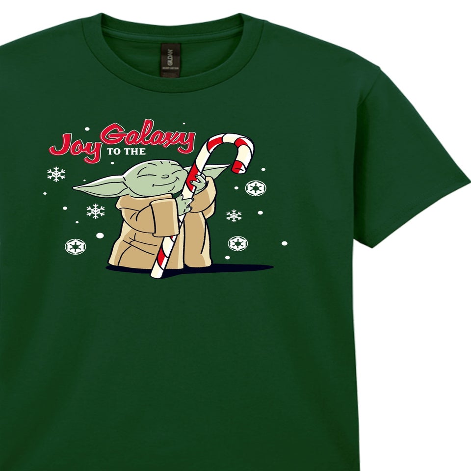 Star Wars Yoda Joy To The Galaxy Christmas Boys Forest Green Graphic T-Shirt (3-13 Years)