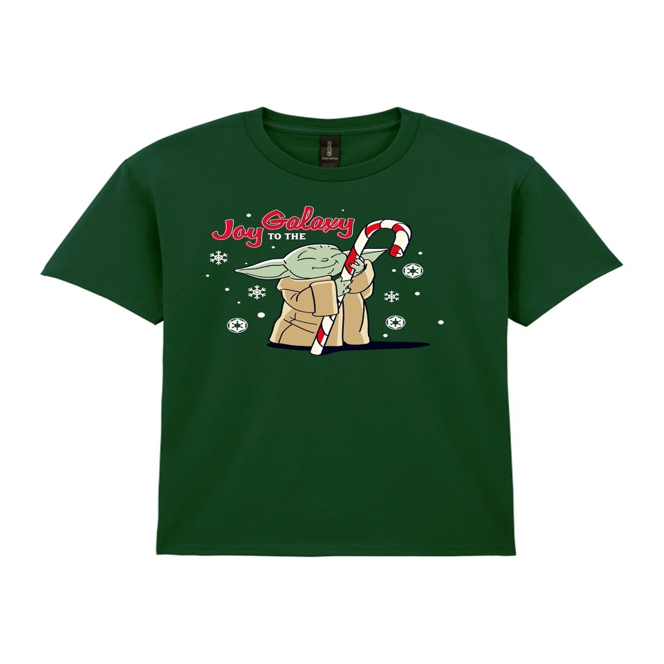 Star Wars Yoda Joy To The Galaxy Christmas Boys Forest Green Graphic T-Shirt (3-13 Years)