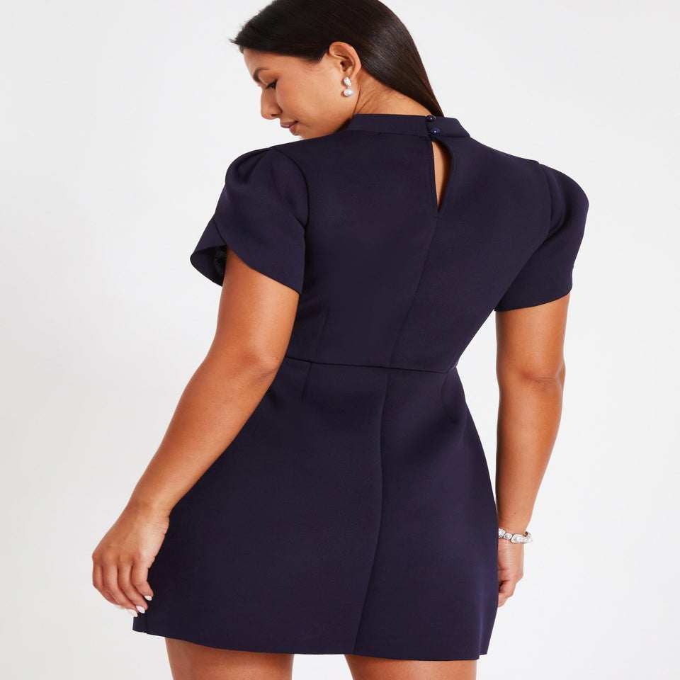 Quiz Navy High Neck Mini Dress