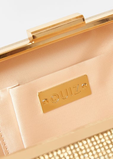 Quiz Gold Diamante Knot Handle Bag