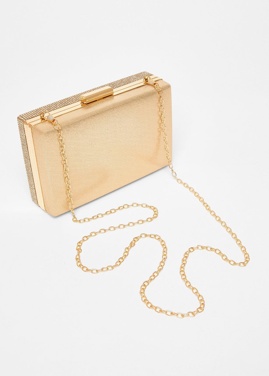 Quiz Gold Diamante Knot Handle Bag