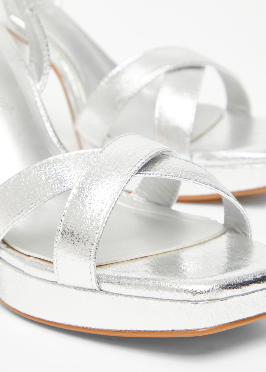 Quiz Silver Wide Fit Platform Heel