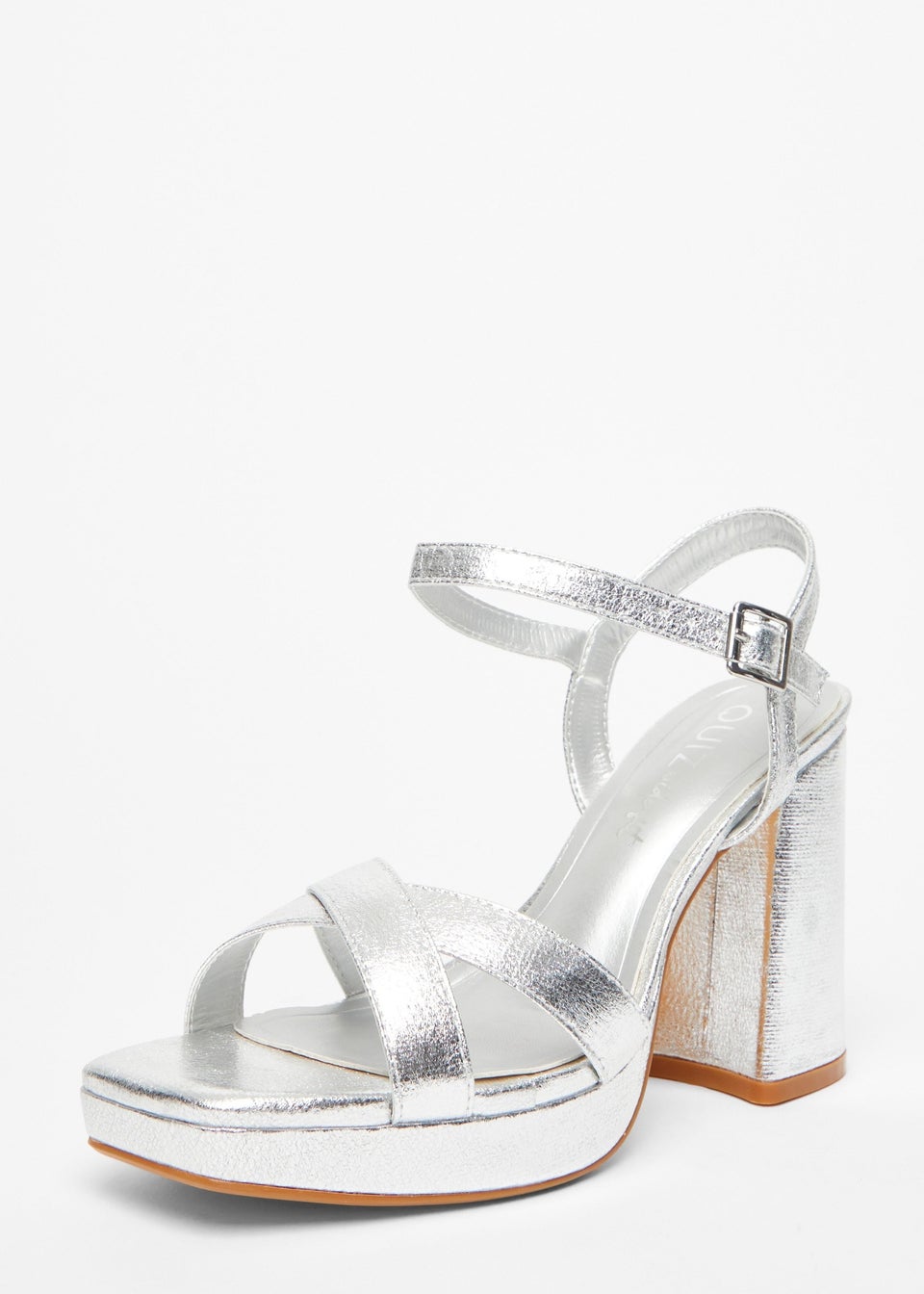 Quiz Silver Wide Fit Platform Heel