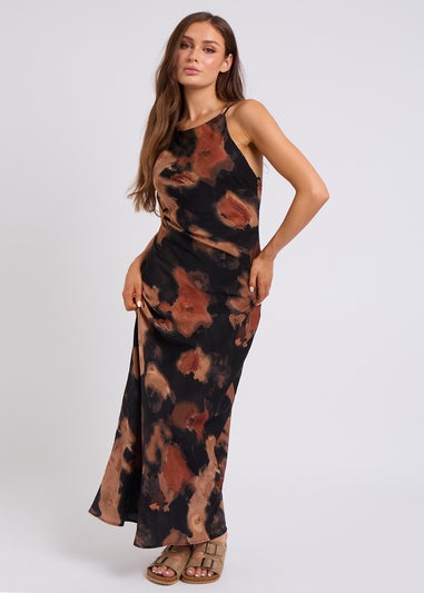 Urban Bliss  Black Animal High Neck Maxi Dress