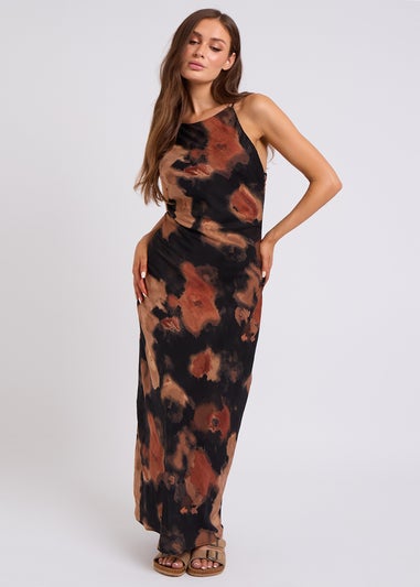 Urban Bliss  Black Animal High Neck Maxi Dress