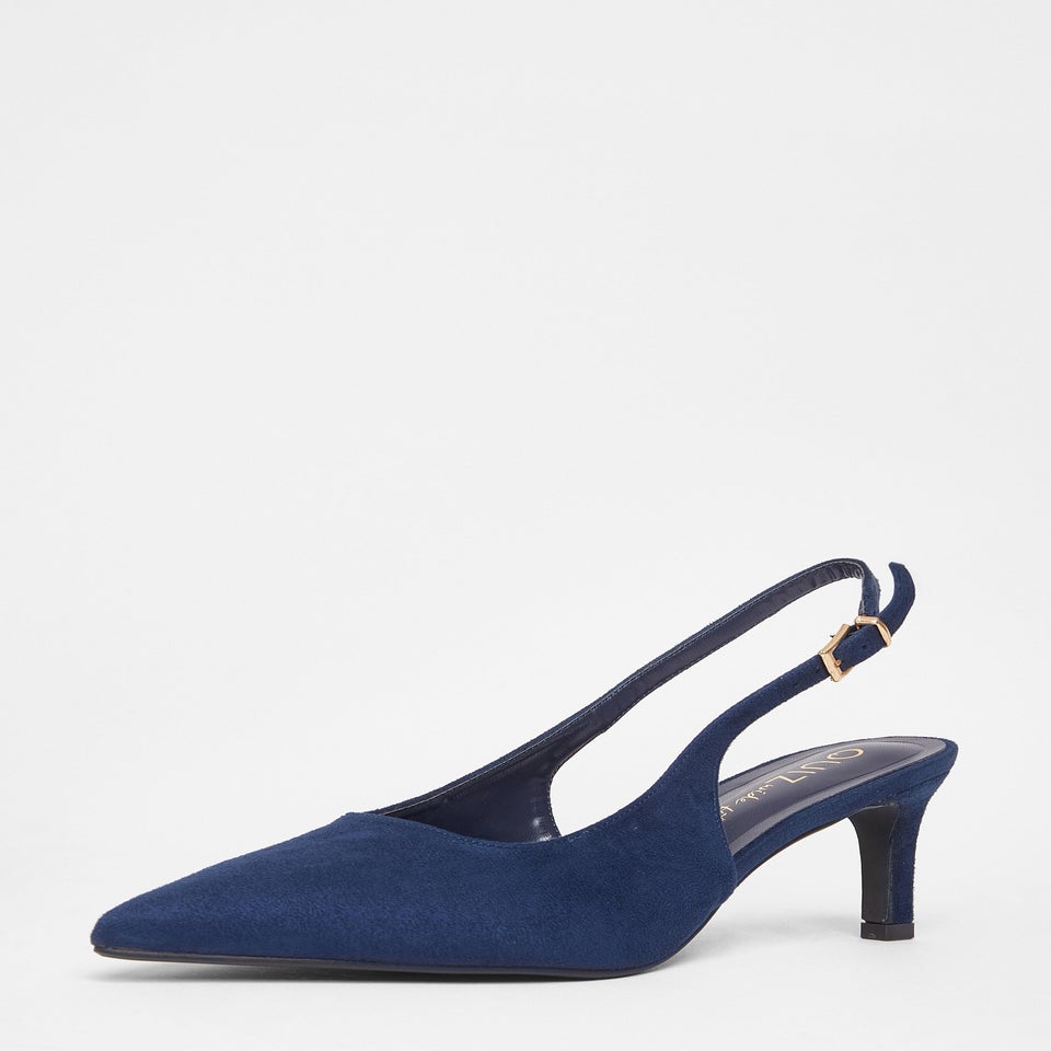 Quiz Navy Wide Fit Slingback Court Heels
