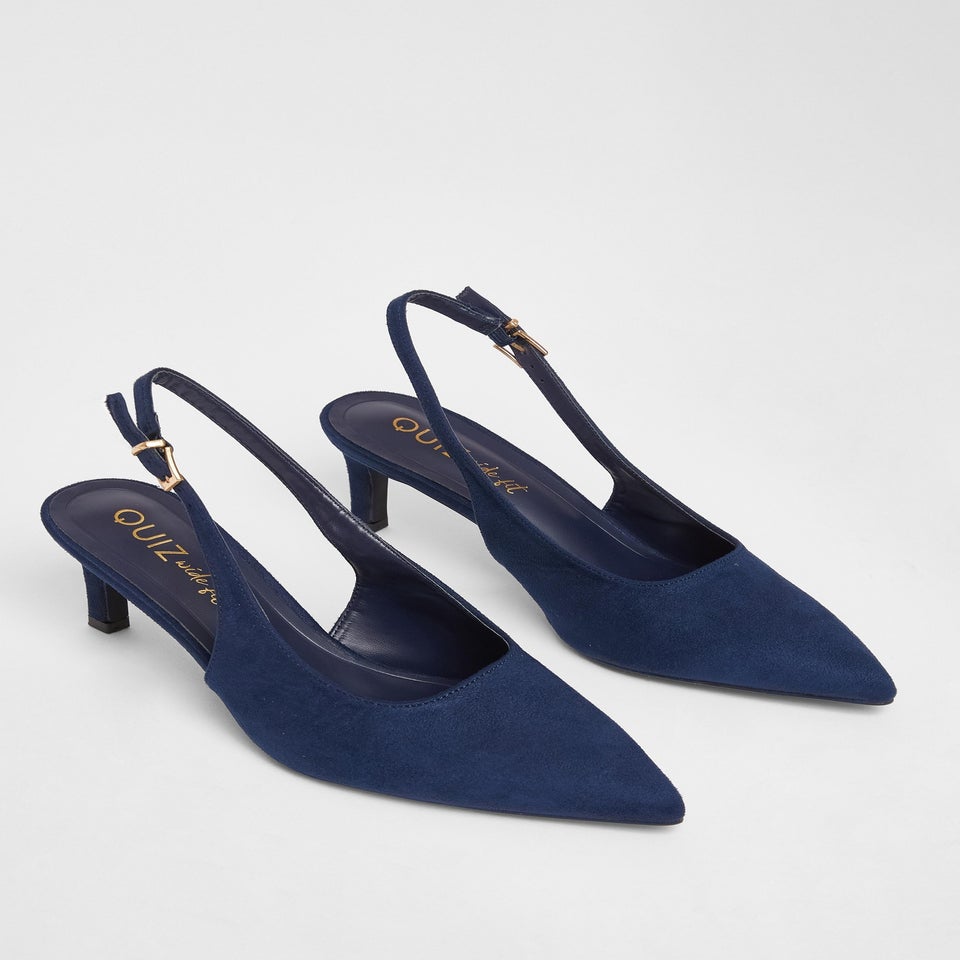 Quiz Navy Wide Fit Slingback Court Heels