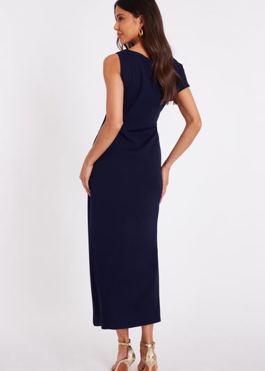 Quiz Navy Asymmetric Wrap Midaxi Dress