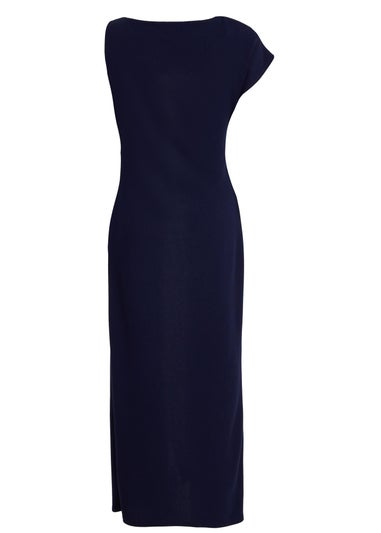 Quiz Navy Asymmetric Wrap Midaxi Dress