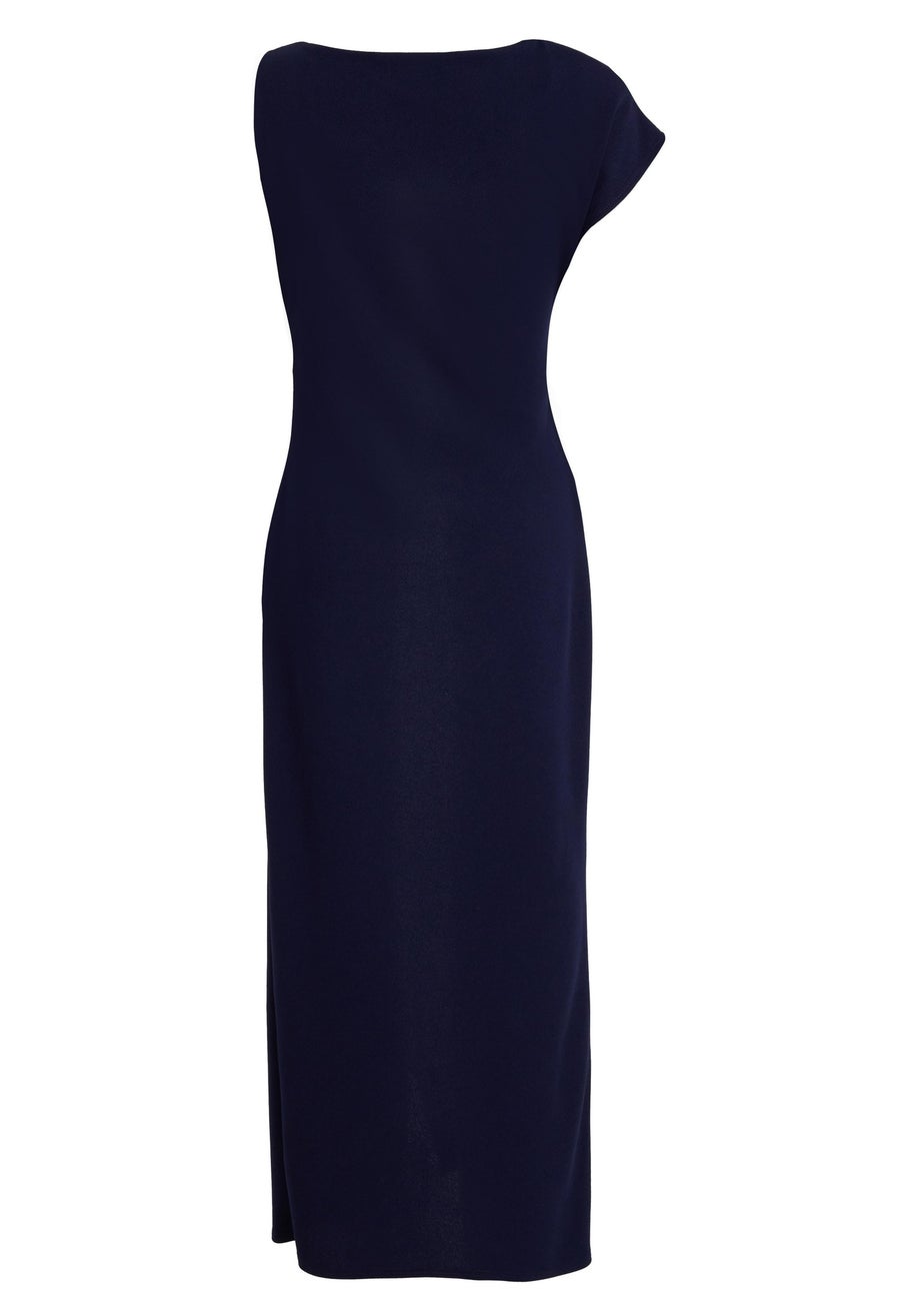 Quiz Navy Asymmetric Wrap Midaxi Dress