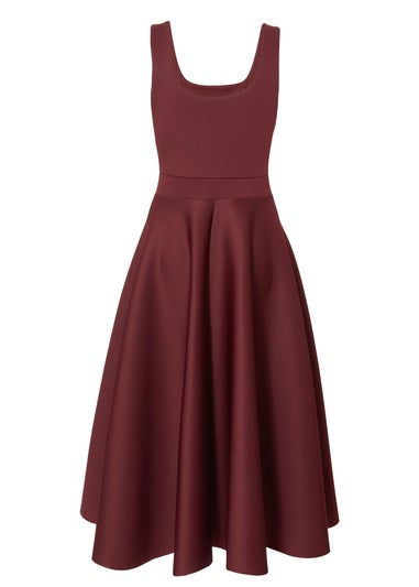 Quiz Burgundy Buckle Front Skater Dress