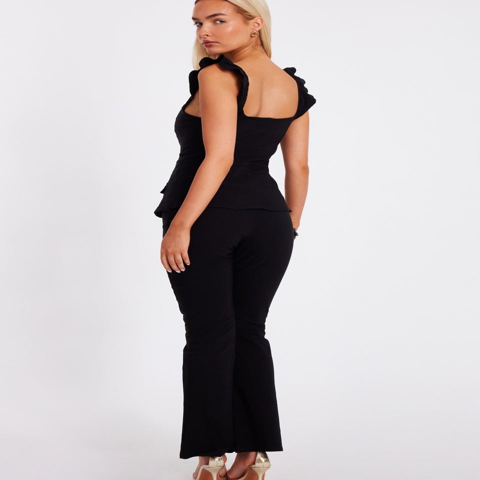 Quiz Black Frill Sleeve Jumpsuit