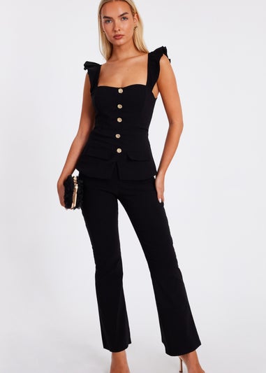 Quiz Black Frill Sleeve Jumpsuit