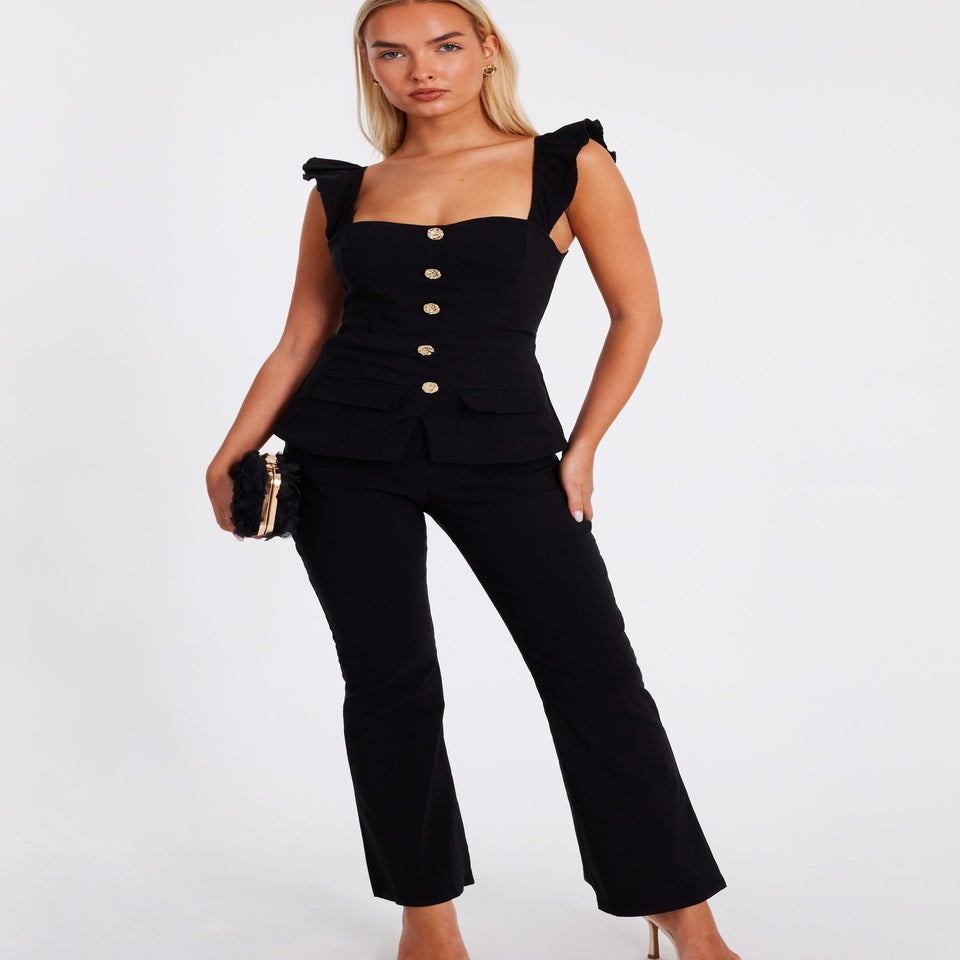 Quiz Black Frill Sleeve Jumpsuit