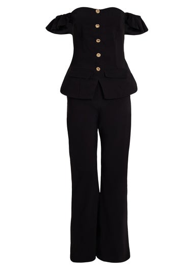 Quiz Black Frill Sleeve Jumpsuit