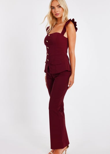 Quiz Red Frill Sleeve Jumpsuit